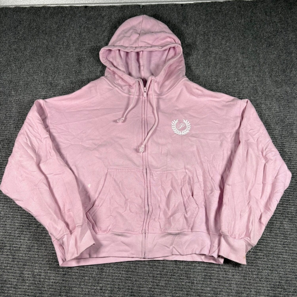 PINK Victoria's Secret Hoodie Womens Small Pink Good Full Zip Laurel Wreath Logo